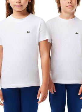 Camiseta Lacoste De Punto Blanco Para Niña Niño