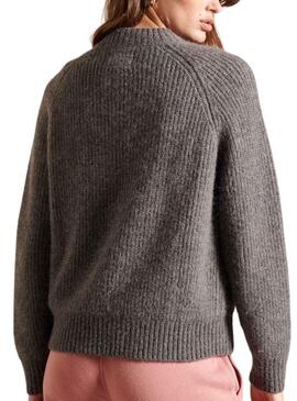 Jersey Superdry Alpaca Blend Gris para Mujer