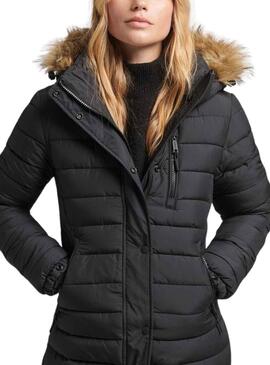 Abrigo Superdry Line Fuji Negro para Mujer