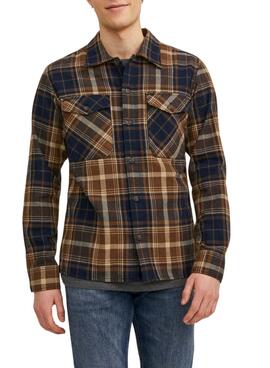 Camisa Jack and Jones Eddie Cuadros Marrón Hombre