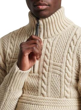 Jersey Superdry Jacob Henley Beige para Hombre