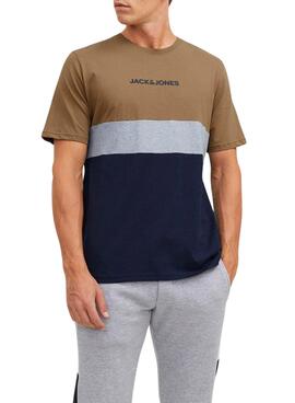 Camiseta Jack and Jones Eired Block Marrón Hombre