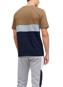 Camiseta Jack and Jones Eired Block Marrón Hombre