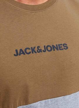 Camiseta Jack and Jones Eired Block Marrón Hombre