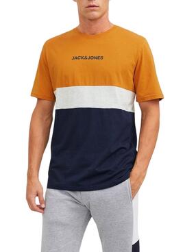 Camiseta Jack and Jones Eired Block Naranja Hombre