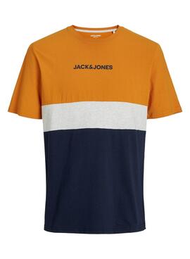 Camiseta Jack and Jones Eired Block Naranja Hombre