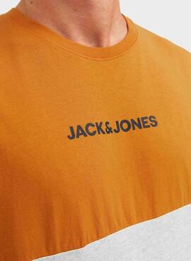 Camiseta Jack and Jones Eired Block Naranja Hombre