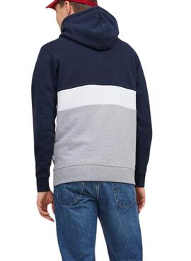 Sudadera Jack and Jones Reid Block Marino Hombre