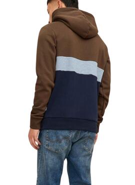 Sudadera Jack and Jones Reid Block Marrón Hombre