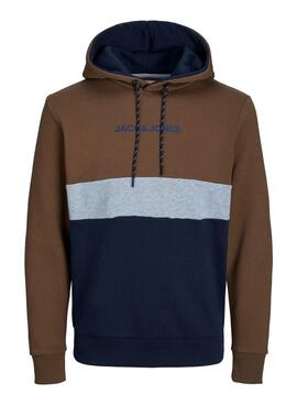 Sudadera Jack and Jones Reid Block Marrón Hombre