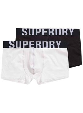 Pack 2 Calzoncillos Superdry Boxer Blanco y Negro