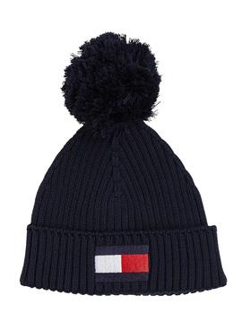 Gorro Tommy Hilfiger Big Flag Pom Pom Negro 