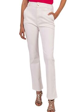 Pantalón Naf Naf Chino Blanco para Mujer