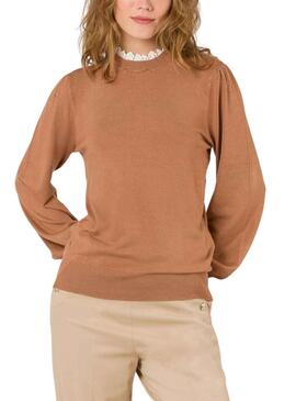 Jersey Naf Naf Cuello Extraible Camel para Mujer