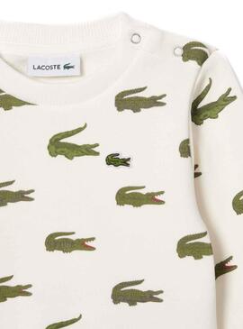 Pijama Lacoste Conjunto Estampado Blanco Niño Niña