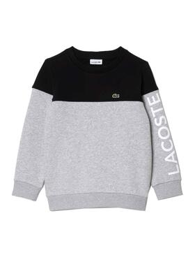 Sudadera Lacoste Color Block Gris Para Niña Niño