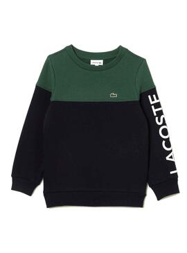 Sudadera Lacoste Color Block Verde Para Niño Niña