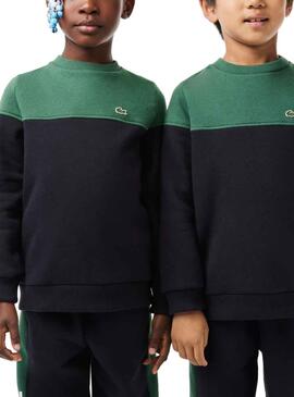 Sudadera Lacoste Color Block Verde Para Niño Niña