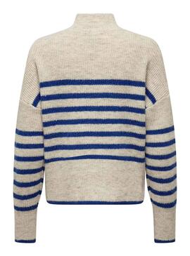Jersey Only Fridi Beige Listas Azul Para Mujer