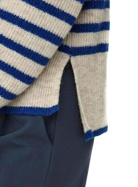 Jersey Only Fridi Beige Listas Azul Para Mujer