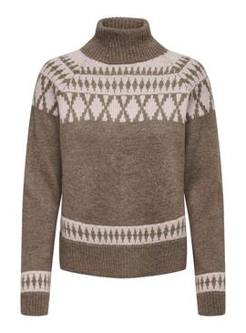 Jersey Only Mathilda Jacquard Marrón Para Mujer