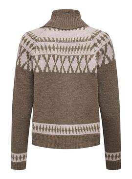 Jersey Only Mathilda Jacquard Marrón Para Mujer