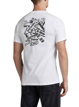 Camiseta G-Star Back Graphic Slim Blanco Hombre