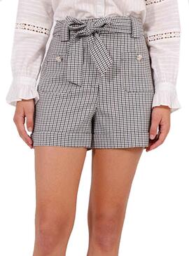 Short Naf Naf Cuadros Lazo Gris Para Mujer