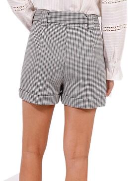 Short Naf Naf Cuadros Lazo Gris Para Mujer