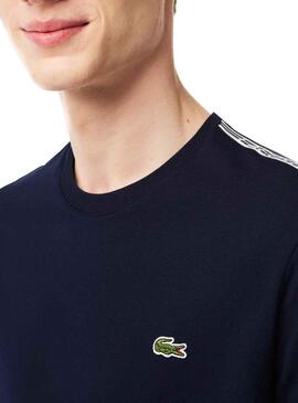 Camiseta Lacoste Raya Logo Marino para Hombre