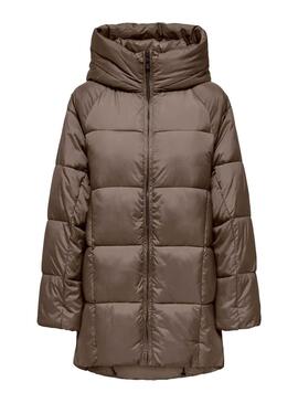 Abrigo Only Acolchado Asta Tostado Para Mujer
