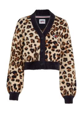 Cardigan Tommy Jeans Leo Leopardo Beige Mujer