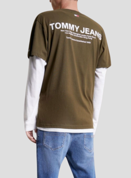 Camiseta Tommy Jeans Linear Back Verde Hombre