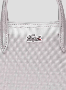 Bolso Lacoste XS Shopping Cross Plateado Mujer