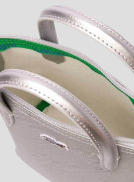 Bolso Lacoste XS Shopping Cross Plateado Mujer