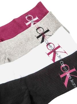 Pack Calcetines Calvin Klein Logo 4P para Mujer 
