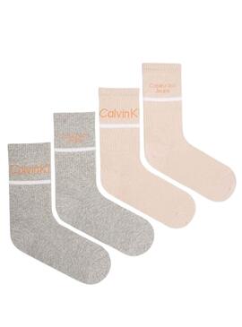 Calcetines Calvin Klein Jeans Logo Stripe Rosa