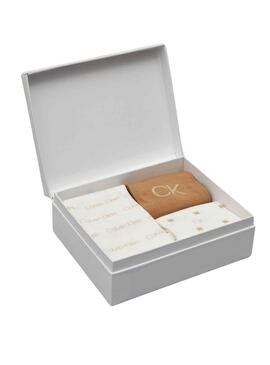 Pack Calcetines Calvin Klein Lurex Beige Mujer