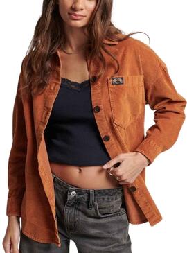 Sobrecamisa Superdry Chunky Marrón para Mujer