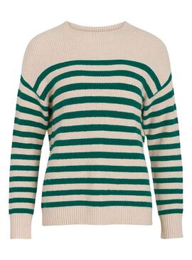 Jersey Vila Viril Verde y Beige para Mujer