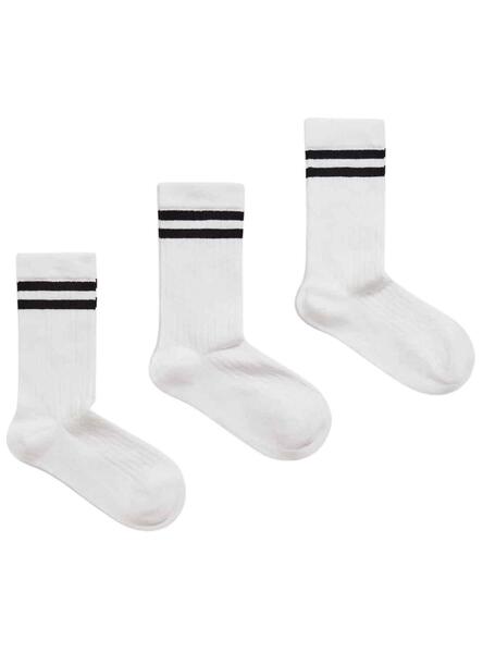 Pack 3 Calcetines Pepe Jeans Ribetes Blanco Mujer