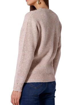 Chaqueta Naf Naf Punto Beige para Mujer