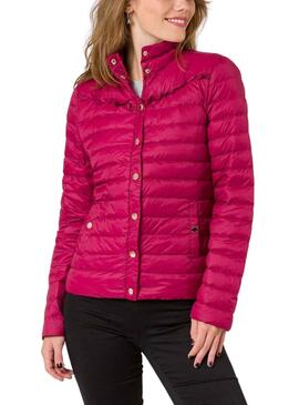 Plumífero Naf Naf Cuello Alto Fucsia para Mujer