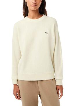 Jersey Lacoste Tricot De Lana Beige Para Mujer