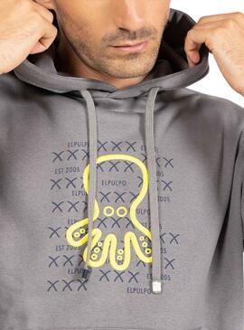Sudadera El Pulpo Emblem Gris Para Hombre