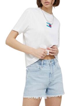 Camiseta Tommy Jeans Pop Badge Blanco para Mujer