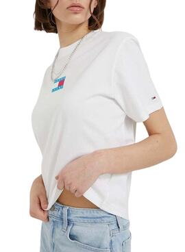 Camiseta Tommy Jeans Pop Badge Blanco para Mujer