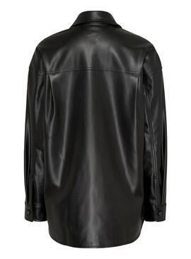 Sobrecamisa Tommy Jeans Pleather Negro para Mujer