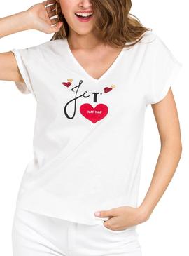 Camiseta Naf Naf Aime Blanco Mujer