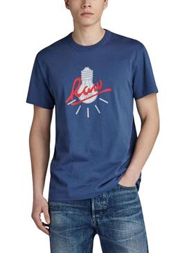 Camiseta G-Star bombilla Azul Para Hombre